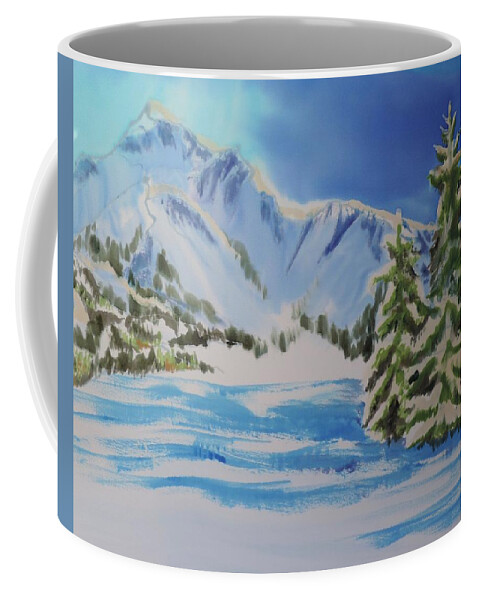 Landscape Coffee Mug featuring the painting Towering Pines by Mary Gorman