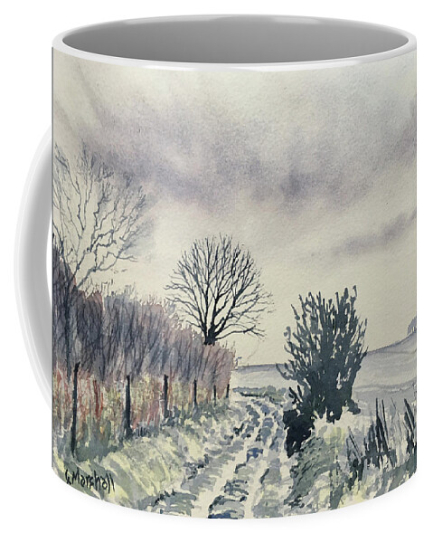 Watercolour Coffee Mug featuring the painting Track from Rudston to Zig Zag Wood by Glenn Marshall