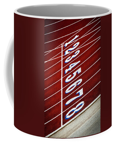 Track Coffee Mug featuring the photograph Track Starting Line by Phil Cardamone