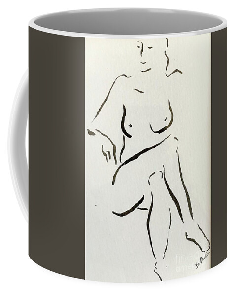 Sumi Ink Coffee Mug featuring the drawing Tracy by M Bellavia