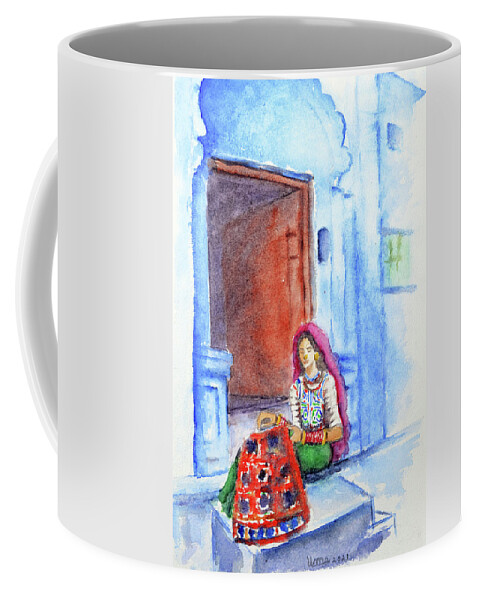 Traditional Handicrafts Coffee Mug featuring the painting Traditional handicrafts - Bundi series 15 by Uma Krishnamoorthy