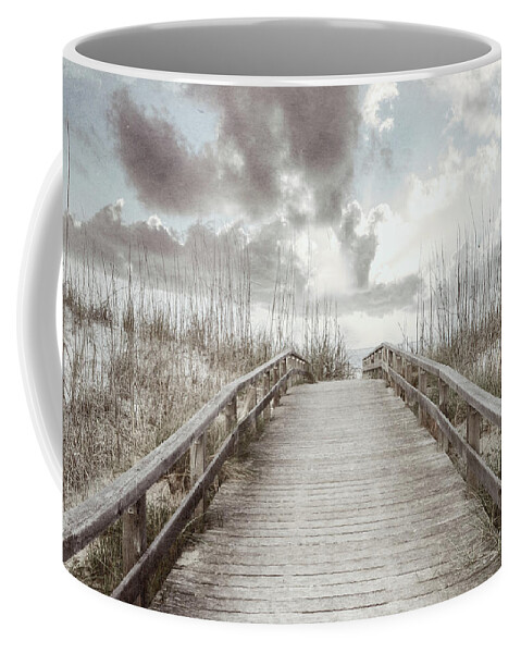 Clouds Coffee Mug featuring the photograph Trail into Sunrise in Beachhouse Tones by Debra and Dave Vanderlaan