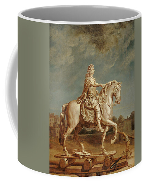 17th Century Painters Coffee Mug featuring the painting Transport on the Place Louis-le-Grand of the Statue of Louis XIV of Girardon by Rene-Antoine Houasse