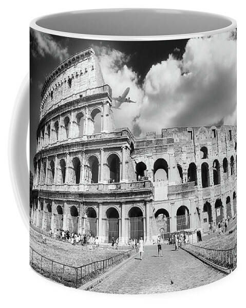 Coliseum Coffee Mug featuring the photograph Travel in Rome - Colosseum BW by Stefano Senise