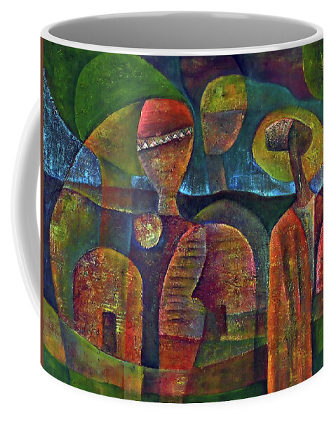 African Art Coffee Mug featuring the painting Travelers Then Came by Martin Tose 1959-2004