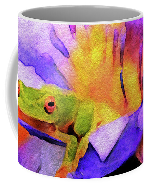 Tree Frog In Repose Coffee Mug featuring the digital art Tree Frog in Repose by Susan Maxwell Schmidt