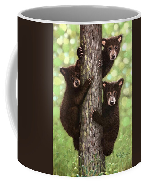 Bears Coffee Mug featuring the pastel Tree Huggers by Marlene Little