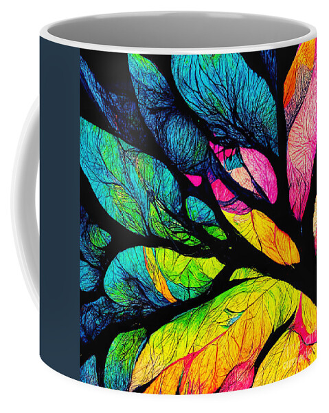 Leaves Landscape Coffee Mug featuring the mixed media Tree Leaves by John DeGaetano