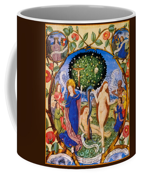 Tree Of Life Coffee Mug featuring the painting Tree of Life and Death Flanked by Eve and Mary-Ecclesia by Unknown