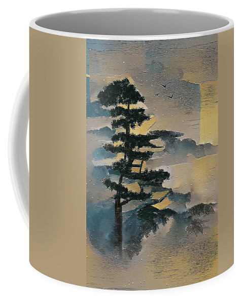 Tree Tops Coffee Mug featuring the digital art Tree Tops In The Mist by Deborah League