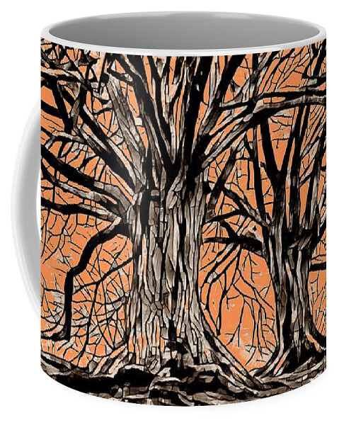 Tree Coffee Mug featuring the mixed media Trees Design 261 by Lucie Dumas