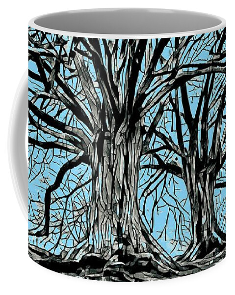 Tree Coffee Mug featuring the mixed media Trees Design 262 by Lucie Dumas