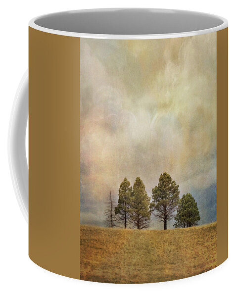 Trees Coffee Mug featuring the photograph Trees on a Hill Under an Imaginary Sky by Mary Lee Dereske