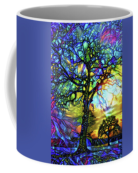 Stained Glass Coffee Mug featuring the digital art Trees - Stained Glass by Peggy Collins