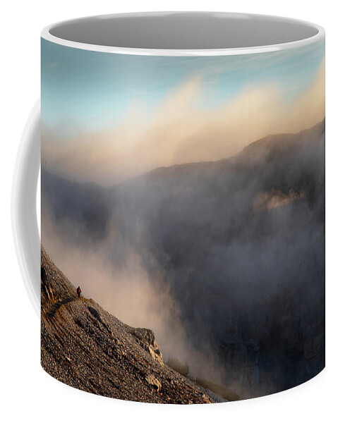 Italy Coffee Mug featuring the photograph Trekking at  at the Tre Cime hiking path area in South Tyrol in by Michalakis Ppalis