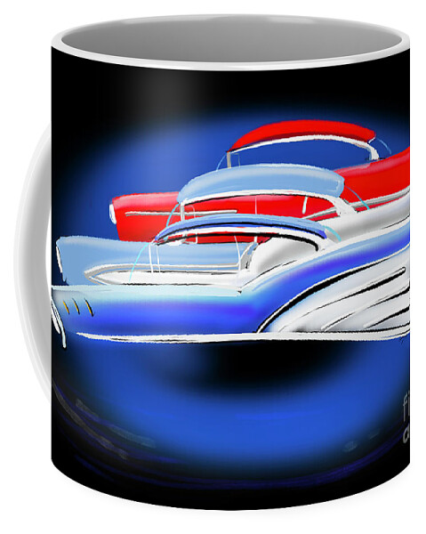 Tri-five Coffee Mug featuring the digital art Tri-Five Chevy Group by Doug Gist