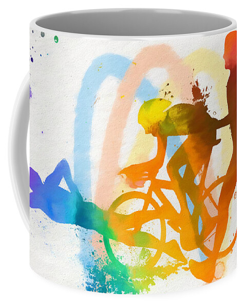 Triathlon Color Splash Poster Coffee Mug featuring the painting Triathlon Color Splash Poster by Dan Sproul