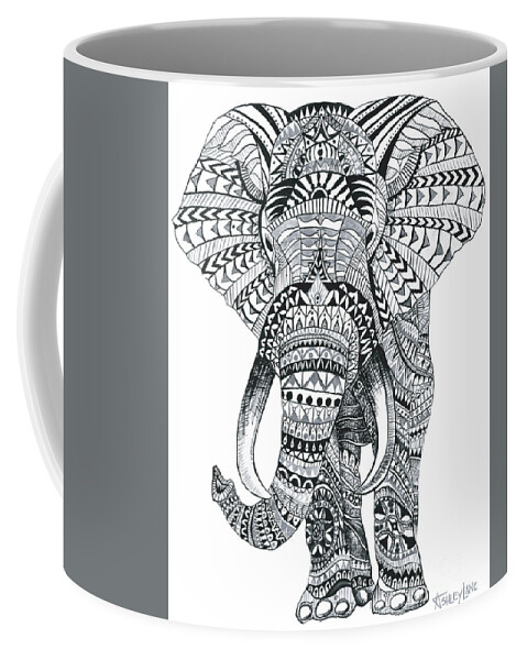 Elephant Coffee Mug featuring the painting Tribal Elephant Mandala by Ashley Lane