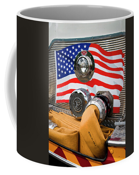 Fire Truck Coffee Mug featuring the photograph Tribute to First Responders by Ginger Stein