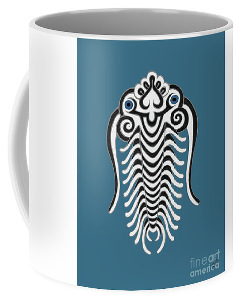 Sea Creature Coffee Mug featuring the painting Trilobite. Blue by Amy E Fraser