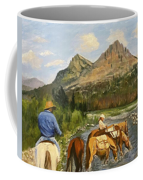 Painting Coffee Mug featuring the painting Trip to Wyoming by Paula Pagliughi