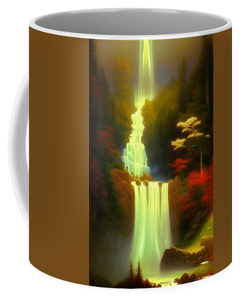 Digital Coffee Mug featuring the digital art Triple Waterfall by Beverly Read