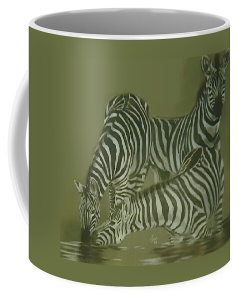 Herbivore Coffee Mug featuring the pastel Triplets by Barbara Keith
