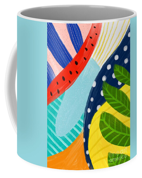 Abstract Coffee Mug featuring the digital art Tropical Fever - Modern Colorful Abstract Digital Art by Sambel Pedes