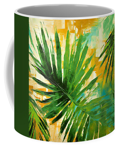 Tropical Leaves Coffee Mug featuring the digital art Tropical Palm by Lourry Legarde