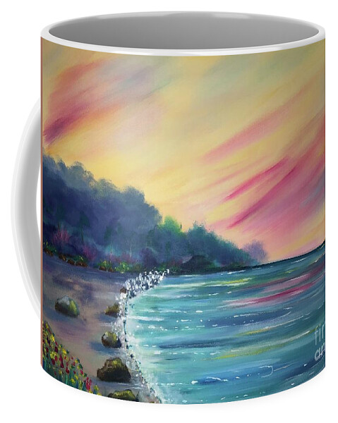 A Print Of An Original Painting “tropical Peace”. Coffee Mug featuring the painting Tropical Peace by Stacey Zimmerman