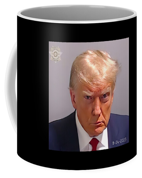 Trump Mugshot Coffee Mug featuring the digital art Trump Fulton County Mugshot by Flippin Sweet Gear