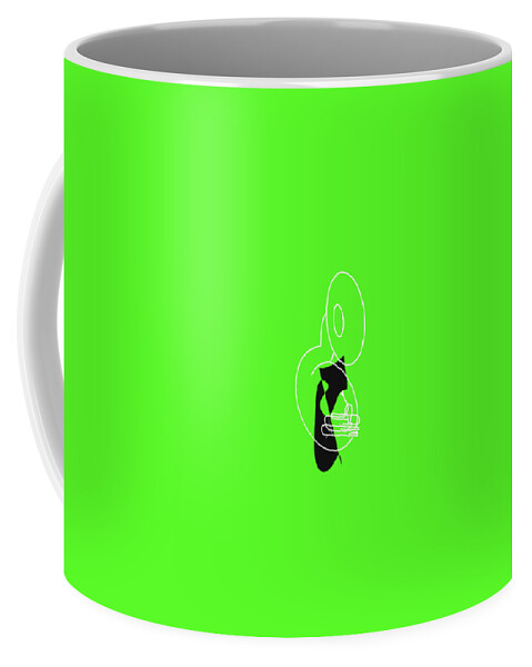 Jazzdabri Coffee Mug featuring the digital art Tuba in Green by David Bridburg