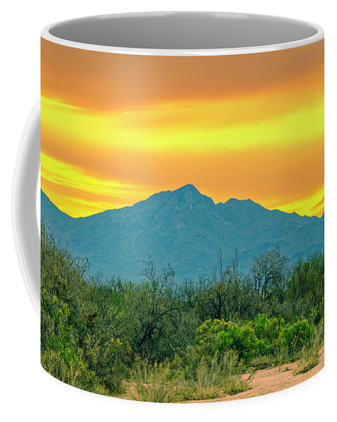 Mark Myhaver Photography Coffee Mug featuring the photograph Tucson Mountains Sunset 25044 by Mark Myhaver
