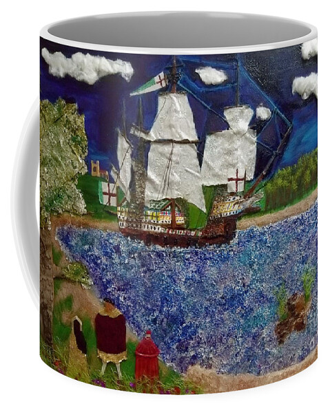 Ship Coffee Mug featuring the mixed media Tudor Rose by David Westwood