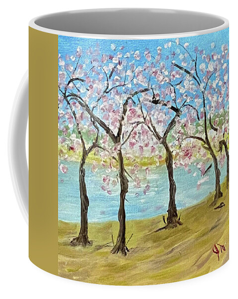 Cherry Blossoms Coffee Mug featuring the painting Tuesday 2002 Full Bloom by John Macarthur