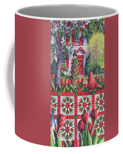 Tulip Coffee Mug featuring the painting Tulip Quilt by Diane Phalen