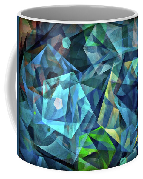 Abstract Coffee Mug featuring the digital art Tulips Sphere Blue Abstract by Dee Flouton