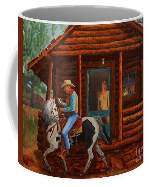 Humor Coffee Mug featuring the painting Tunnel Vision by Ken Kvamme