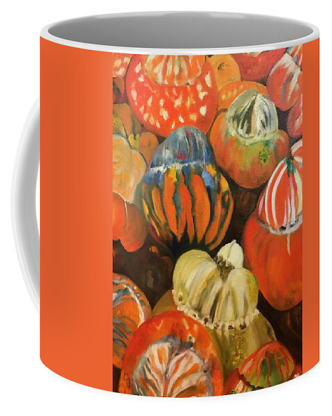 Turban Squash Coffee Mug featuring the painting Turbans From My Fall Garden by Juliette Becker