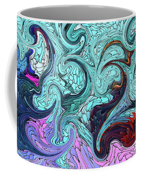 Turbulent Coffee Mug featuring the mixed media Turbulence-Colorful Abstract Mosaic by Shelli Fitzpatrick