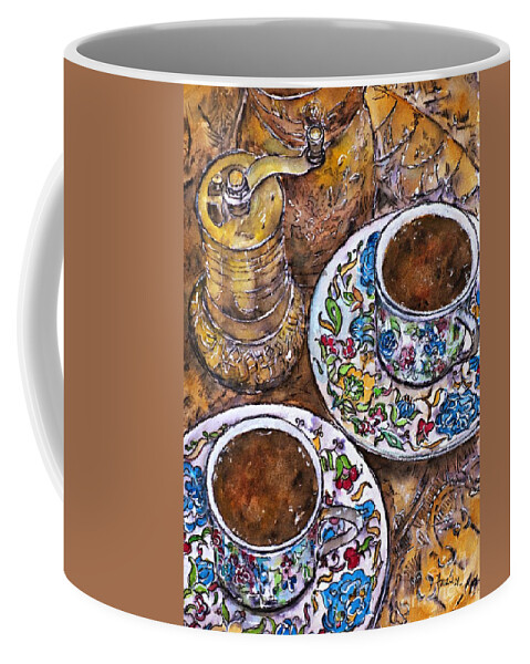 Turkish Coffee Mug featuring the painting Turkish Coffee by Amalia Suruceanu