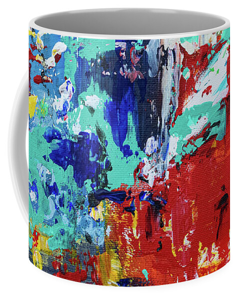 Abstract Coffee Mug featuring the painting Turmoil in Technicolor by Bonny Puckett