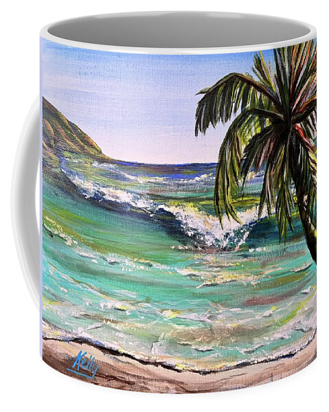 Palm Coffee Mug featuring the painting Turquoise Bay by Kelly Smith