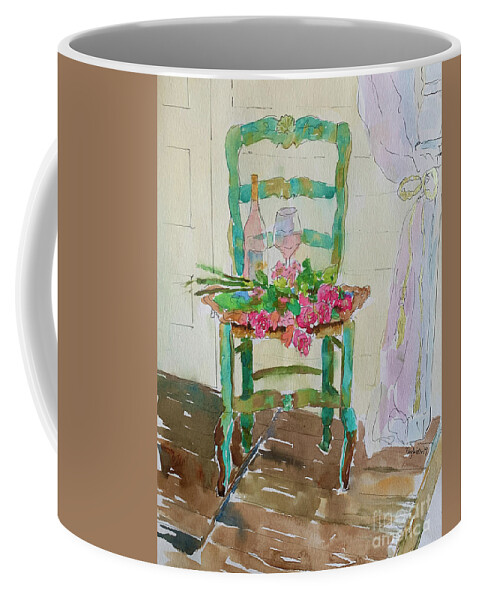 Flowers Coffee Mug featuring the painting Turquoise Chair by Patsy Walton