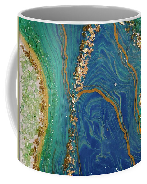 Absotract Coffee Mug featuring the painting Turquoise Geode 1 by Sonal Raje
