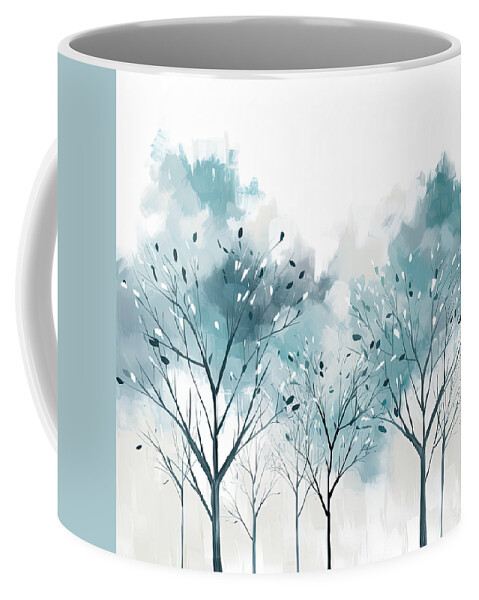 Blue Coffee Mug featuring the painting Turquoise Trees Art by Lourry Legarde