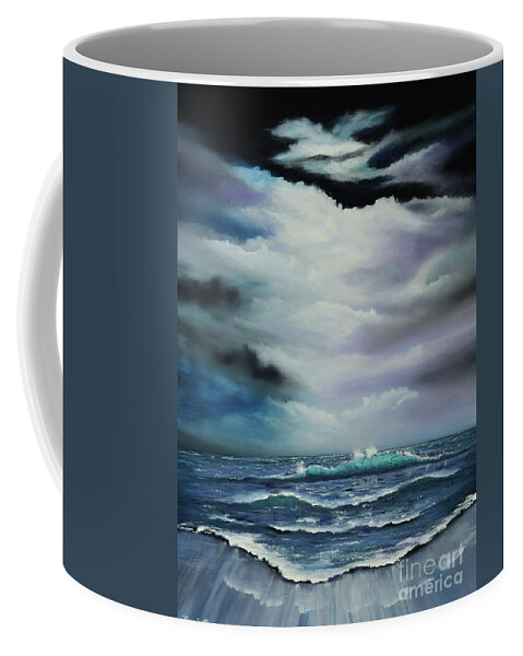 Turquoise Wave Coffee Mug featuring the painting Turquoise Wave by Mary Scott