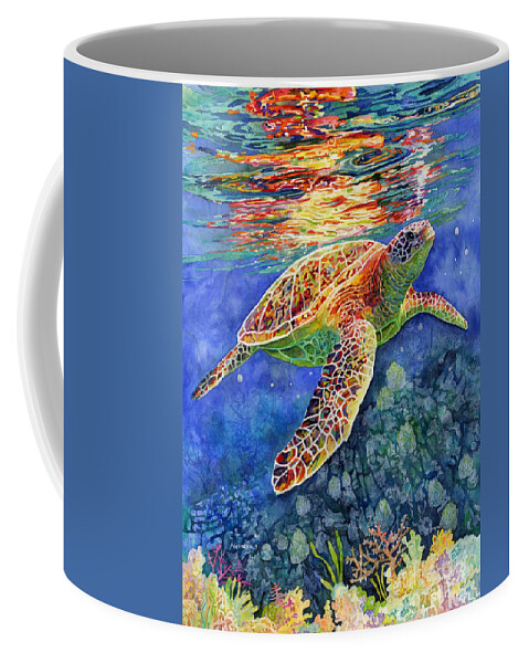 Turtle Coffee Mug featuring the painting Turtle Reflections by Hailey E Herrera