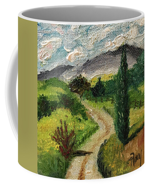 Tuscany Coffee Mug featuring the painting Tuscan Winding Road by Roxy Rich