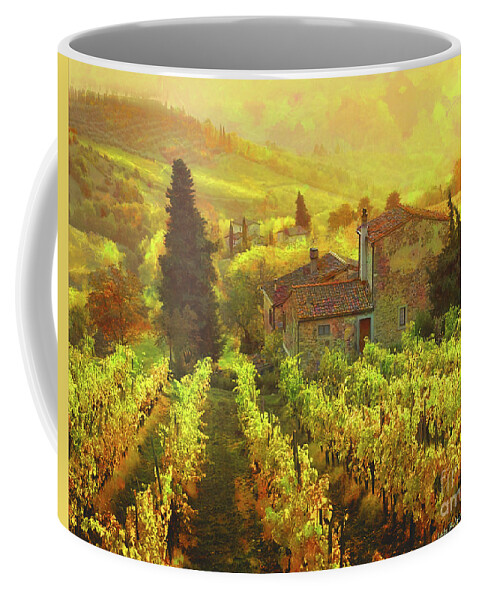 Painting Coffee Mug featuring the digital art Tuscany Landscape 2 by Lutz Roland Lehn